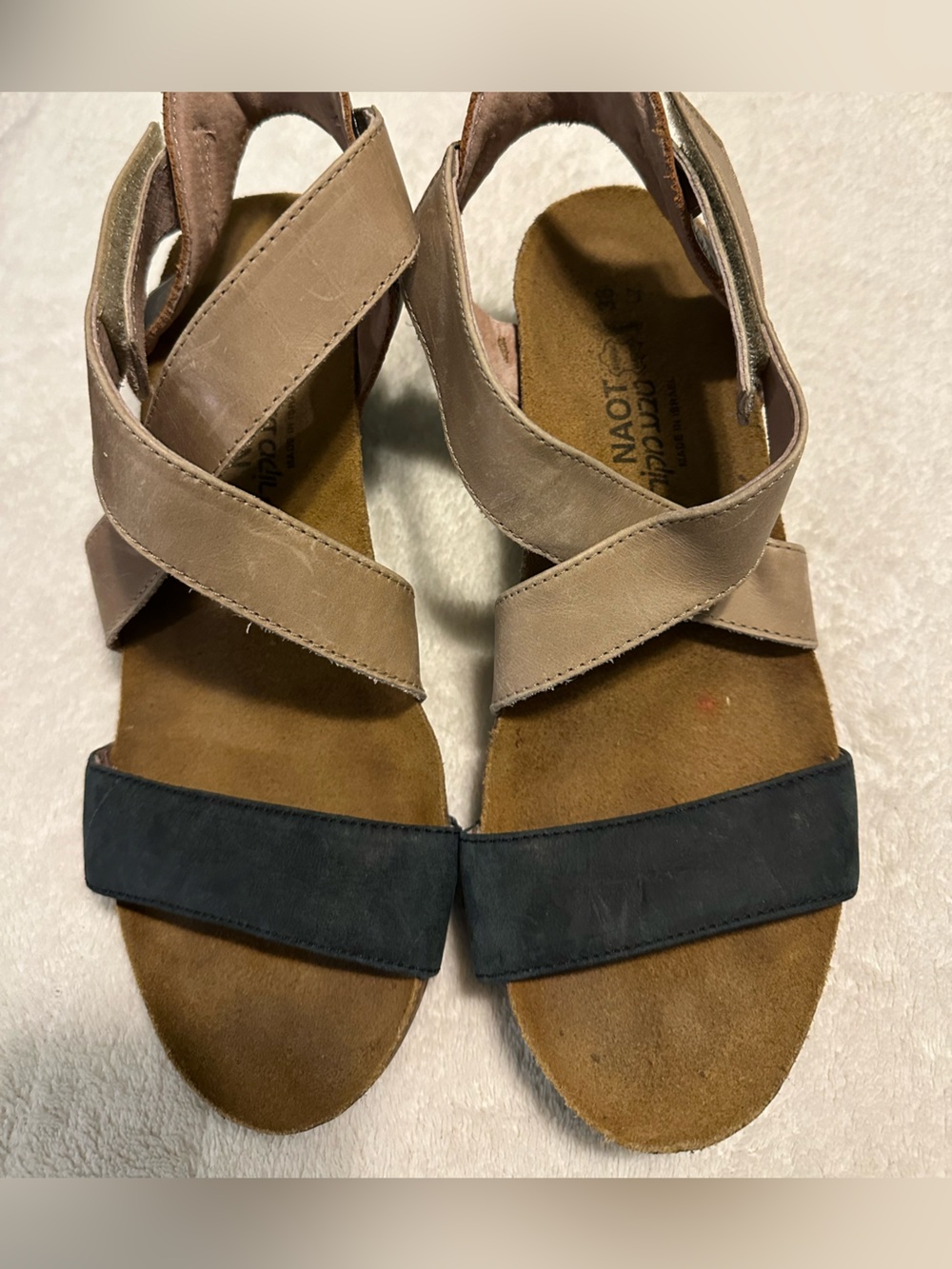 Naot Sandals Womens 38 Vixen Comfort Wedge Hook Loop Casual Leather Multicolor